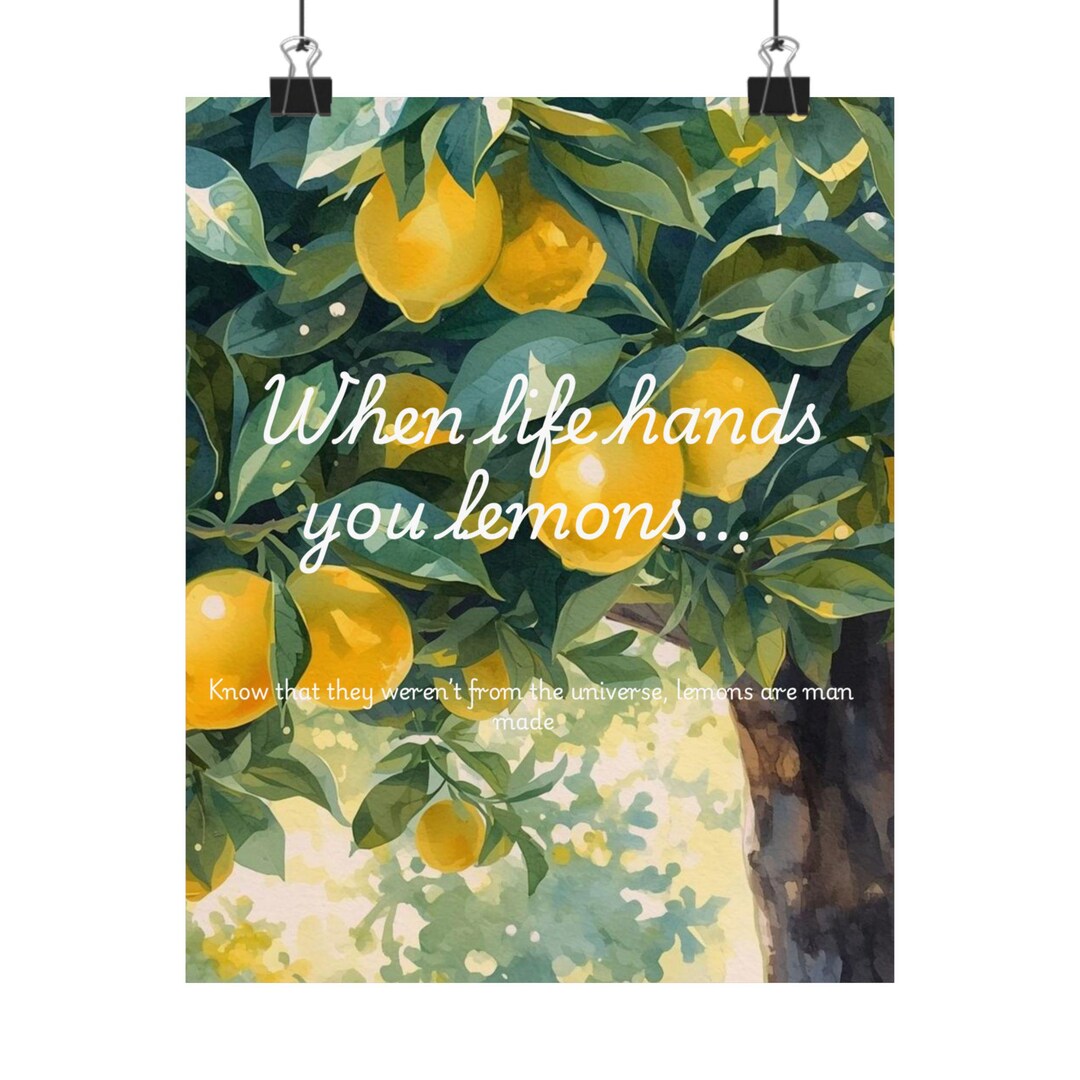 When Life Hands You Lemons Poster | Lemon Tree Watercolor Wall Art - Etsy