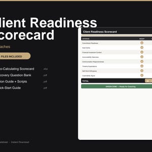 Cuadro de mando de preparación del cliente para el coaching / Herramienta de llamada de descubrimiento (descarga instantánea)