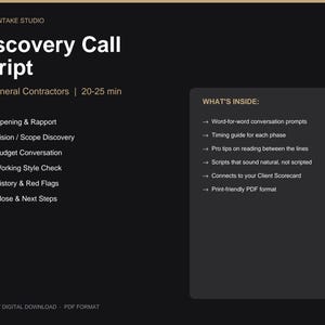Contractor Discovery Call Script | Client Consultation Guide (PDF Download)