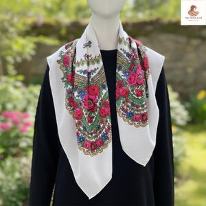Floral Cotton Square Scarf for Women – 70x70cm Headband, Hijab, Hair Wrap & Bandana Fashion Accessory
