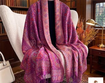 Schal Floral Jacquard Schal Wrap Luxus Wolle Handmade Herbst Mode Geschenk für ihre Frauen