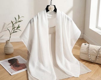 90x90cm Cotton Linen Head Scarf: Soft Solid Color Hijab Wrap Bag Accessory