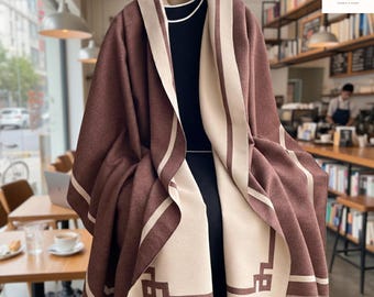 Luxus bedruckter Pashmina Schal - Dicke warme Verpackung für Frauen, eleganter Schal