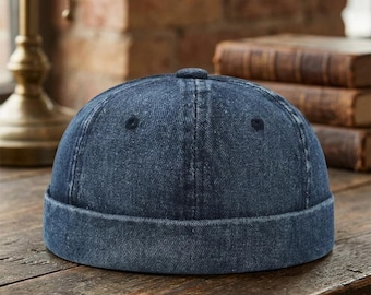 Docker Cap im maritimen Stil – handgefertigte Totenkopfkappe im maritimen Stil mit 70mm Krempe