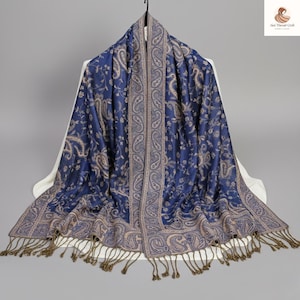 Luxury Pashmina Shawl | Soft Warm Wrap, Printed Cotton Stole, Autumn Winter Scarf