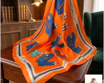 Luxe satijnen haarsjaal | Sjaal met paisleyprintkop (60 x 80 cm)