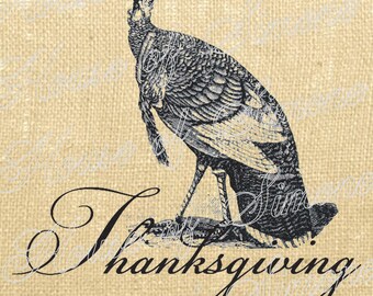 Turkey Thanksgiving Rustic Antique Vintage Download Graphic Image Art Transfer burlap tote tea towels Pillow Gift Tag Digital Sheet 1154