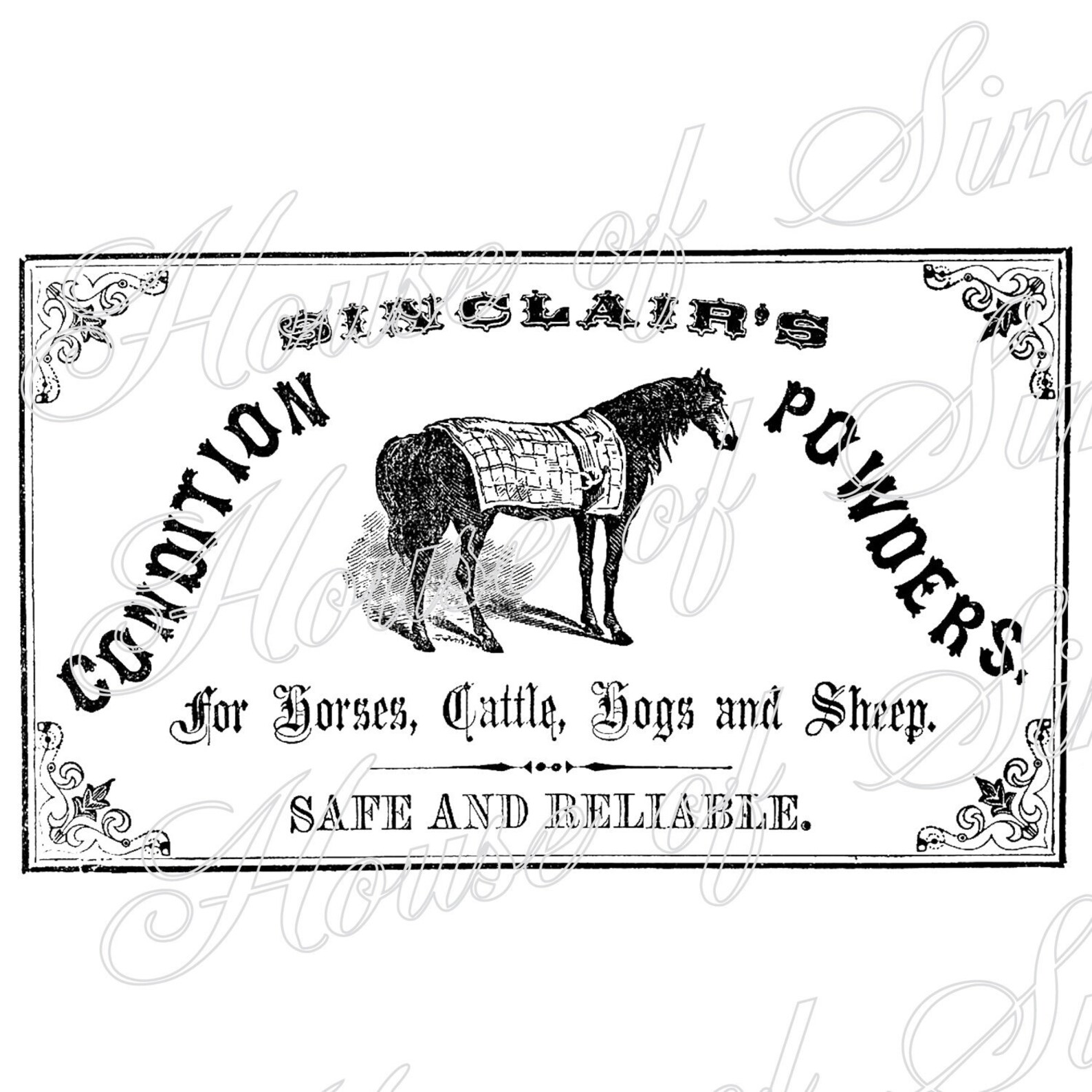 Horse Label Equestrian Antique Vintage Download Graphic Image Etsy