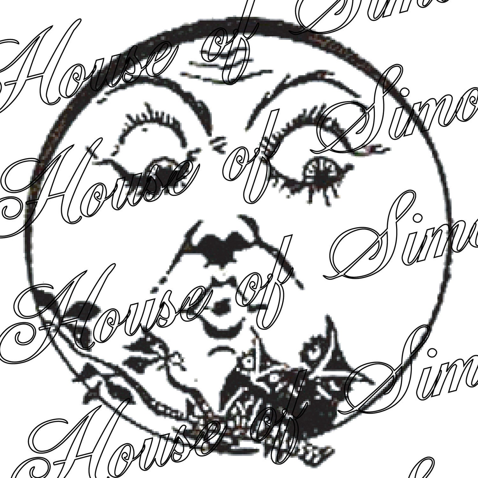 Halloween Moon Face Owl Vintage Download Graphic Image Art Jpeg