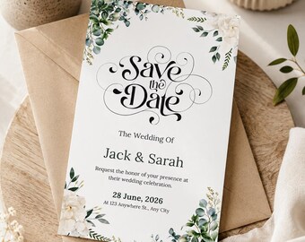 Editable Wedding Save the Date Invitation Template | Instant Download | Canva Template