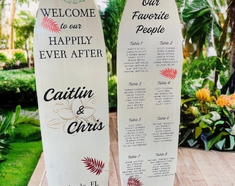 Surfboard Seating Chart - Surfboard Guest Book - Wedding Sign
