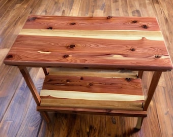 Rustic Side Table | Redwood & Cedar Accent Table | Handmade Custom Wood Furniture