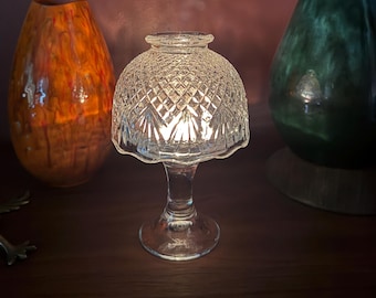 Vintage PartyLite Fairy Lamp – Clear Glass Pineapple & Diamond Pattern Candle Holder with Original Box