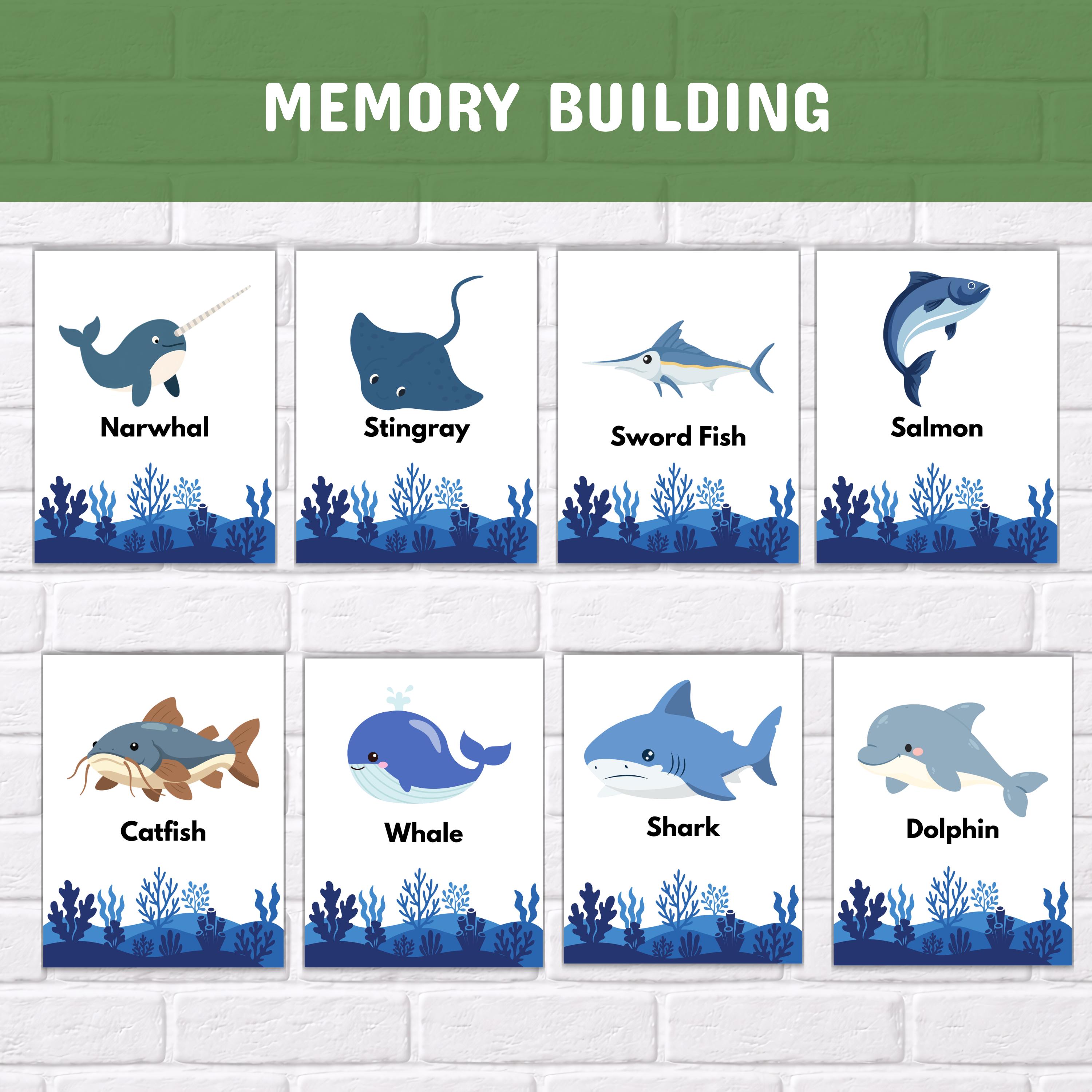 30 Sea Animals Flashcards for Kids – Ocean Montessori Cards, Printable ...