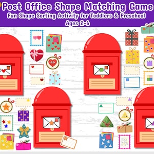 Shape Sorting Activity for Toddlers & Preschoolers Shape Post Office Printable Fine Motor Skills Montessori Learning Game PDF