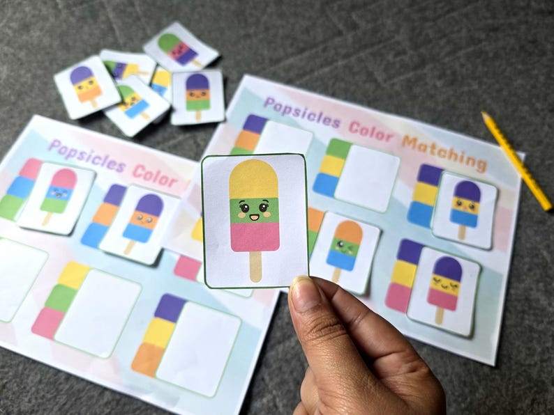 Popsicle Color Matching Game for Toddlers, Kids Color Sorting Activity ...