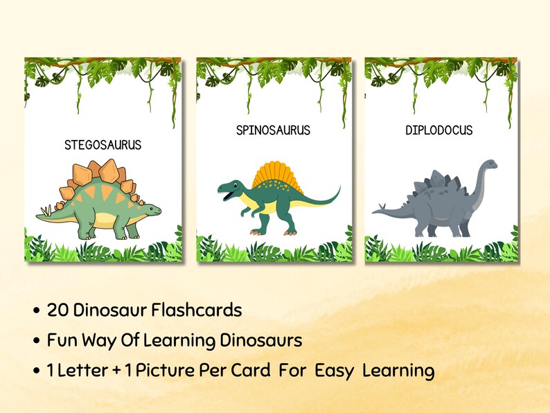 Dinosaur Flashcards Printable for Kids Learning Educational Activity ...
