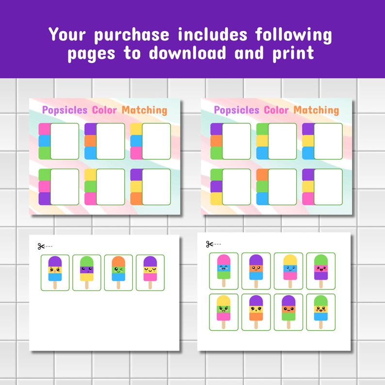 Popsicle Color Matching Game for Toddlers, Kids Color Sorting Activity ...
