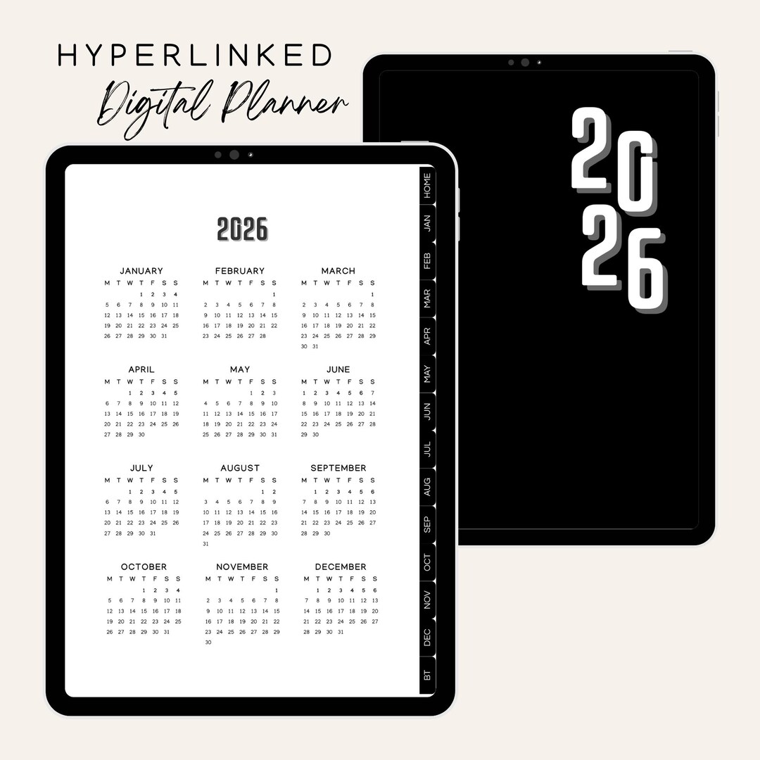 2026 Minimalist Digital Planner | Hyperlinked Monthly & Weekly Planner ...