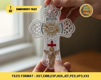 FSL Jesus Cross Free Standing Lace Machine Embroidery Design Instant ...