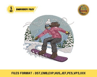 Downhill Skier Embroidery Design, Winter Sports Pattern (Instant Download)
