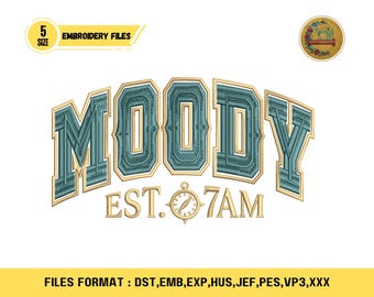 Moody EST.7AM Machine Embroidery Design – Trendy Hat & Beanie File (Digital Download)