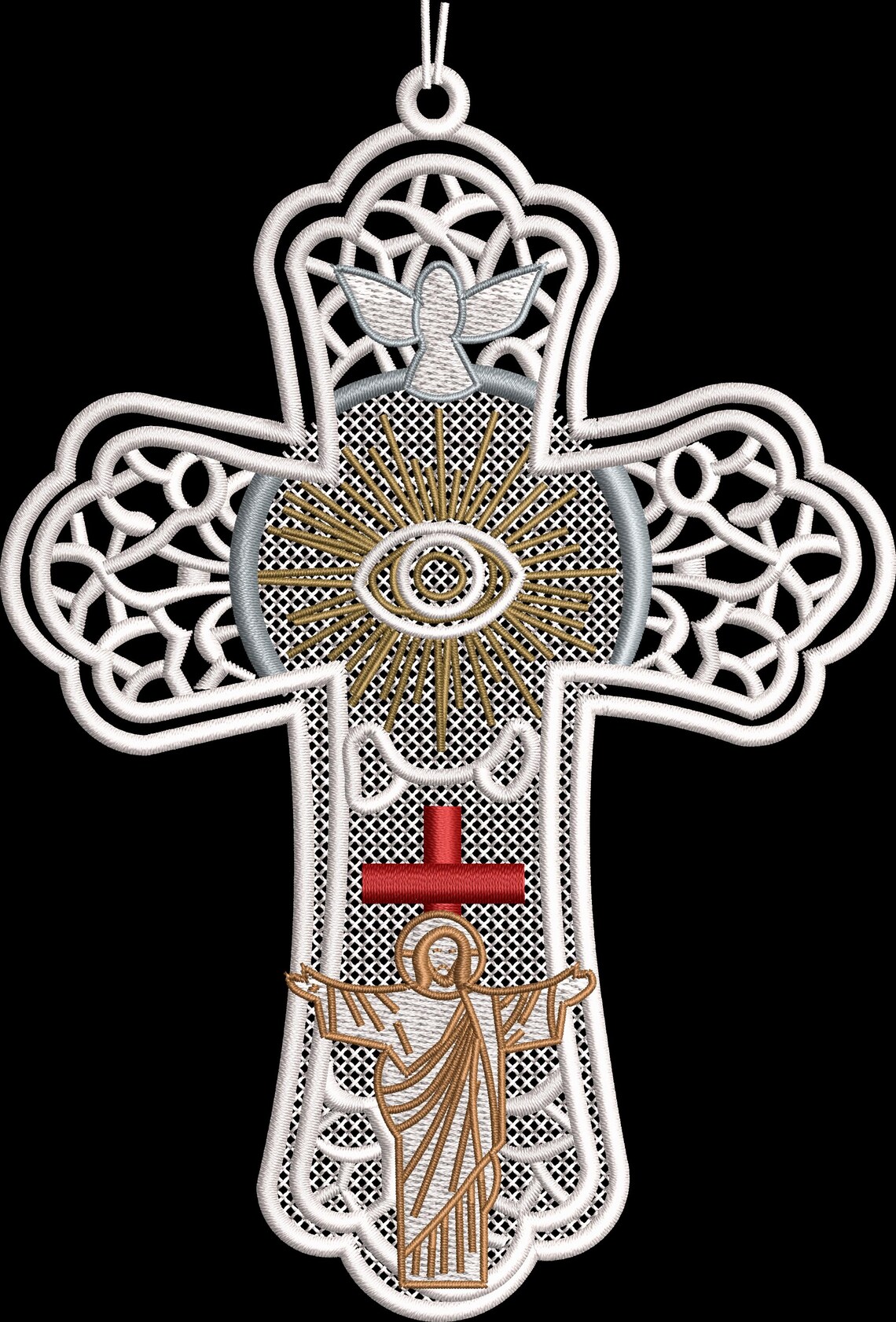 FSL Jesus Cross Free Standing Lace Machine Embroidery Design Instant ...