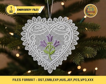 FSL Heart Rose Machine Embroidery Design | Free Standing Lace Applique ...