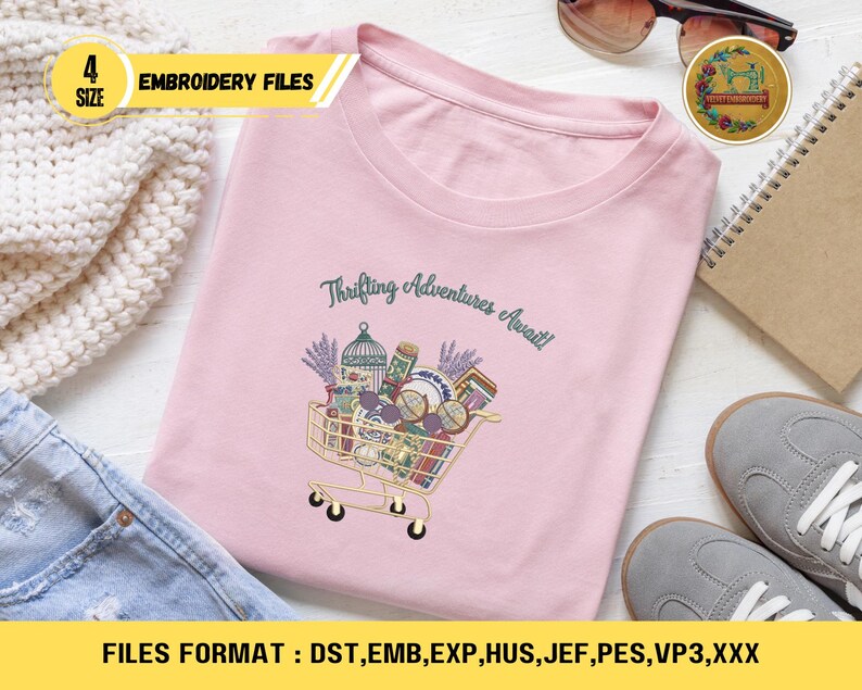 I’d Rather Be Thrifting Embroidery Design Vintage Thrift Aesthetic Machine Embroidery File Instant Download image 15