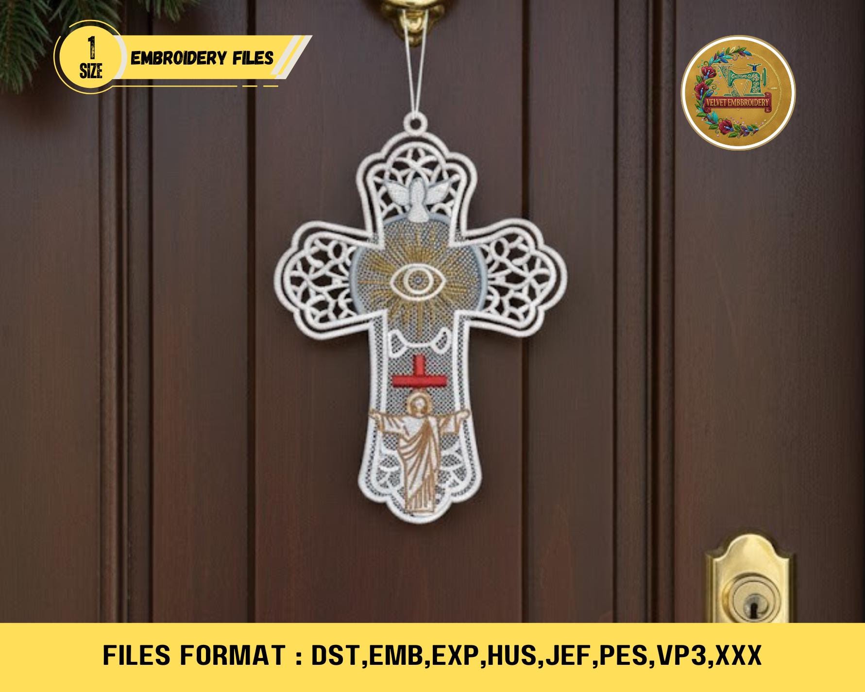 FSL Jesus Cross Free Standing Lace Machine Embroidery Design Instant ...