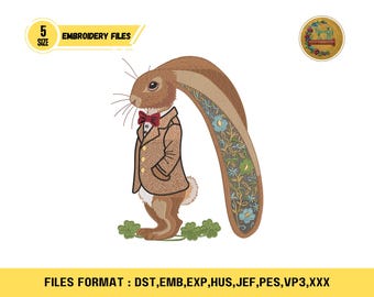 Rabbit Embroidery Design Bunny in Hoodie Machine Embroidery File Trendy Animal Hoodie Embroidery Pattern for Sweatshirts Jackets