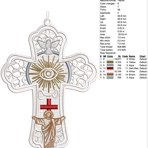 FSL Jesus Cross Free Standing Lace Machine Embroidery Design Instant ...