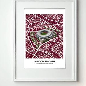 Impresión del mapa del estadio de Londres / West Ham United, Stratford (descarga digital)