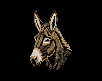 Donkey Head Machine Embroidery Design, Detailed Farm Animal Art File, Instant Download