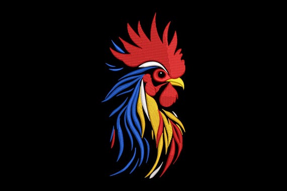 Colorful Rooster Embroidery Design, Farm Animal, Rooster Machine Embroidery Design, Instant Download