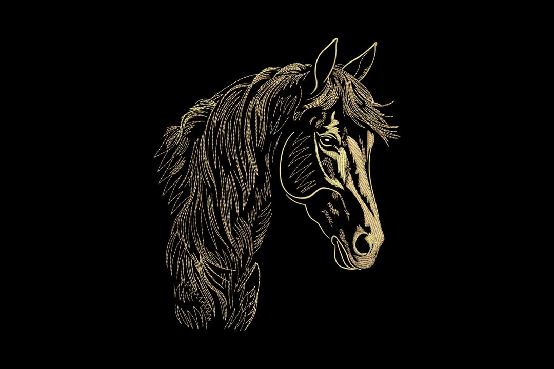 Elegant Horse Head Embroidery Design, Realistic Noble Animal Machine ...