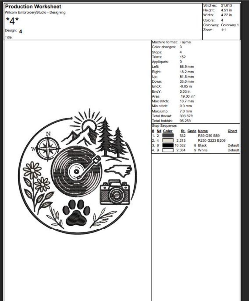 Adventure Machine Embroidery Pattern, Camping and Music Design, Unique ...