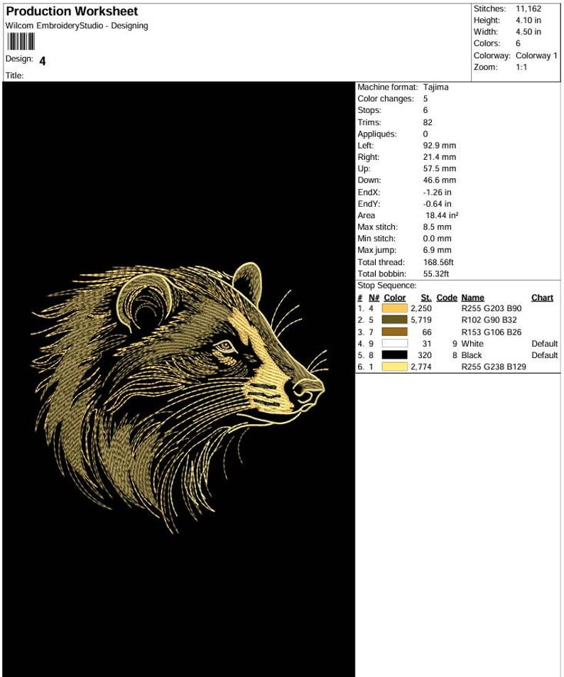 Badger Embroidery Design, Elegant Badger Embroidery Files, Machine ...