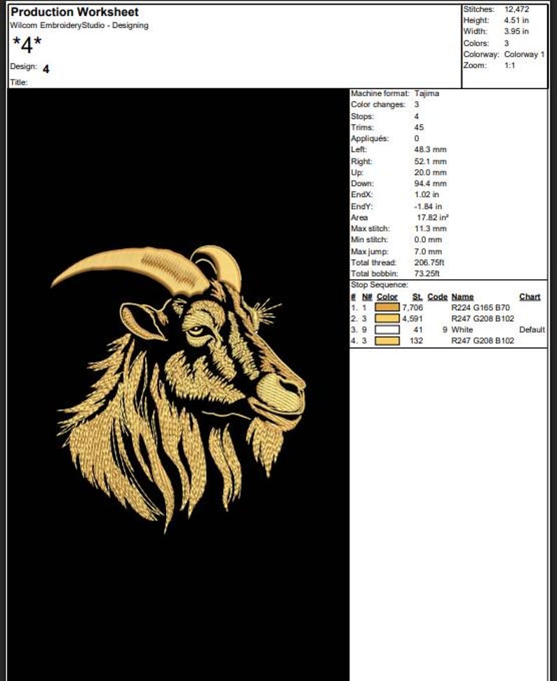 Goat Thread Goat Head Embroidery Design, Mountain Goa Embroidery Files, Machine ...