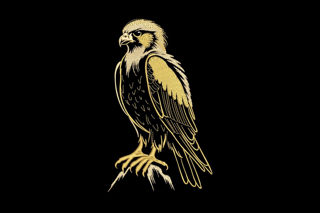 Falcon Embroidery Design, Majestic Bird Machine Embroidery File, Hawk ...