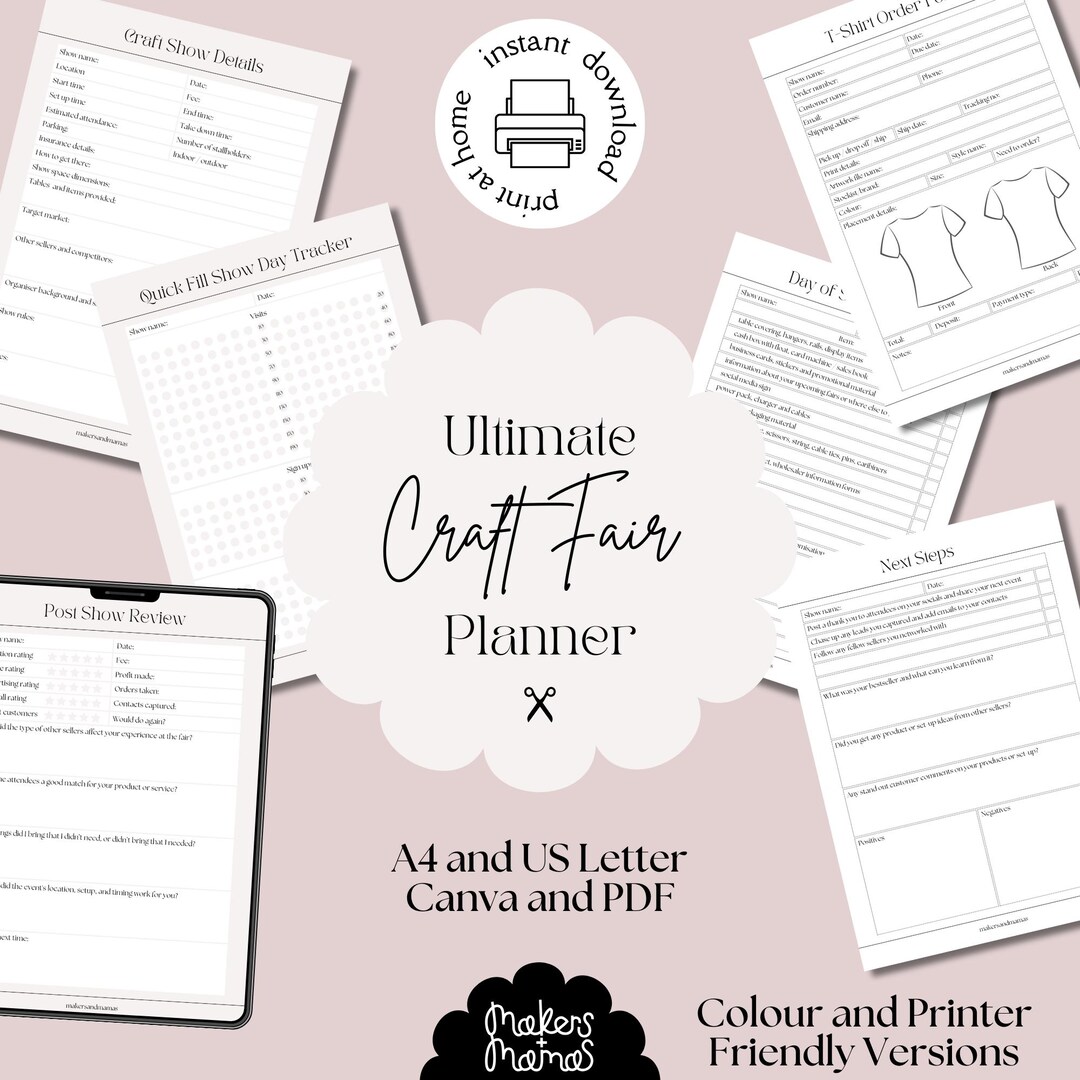 Craft Fair Show Planner | A4 and US Letter | PDF Printable, Canva ...