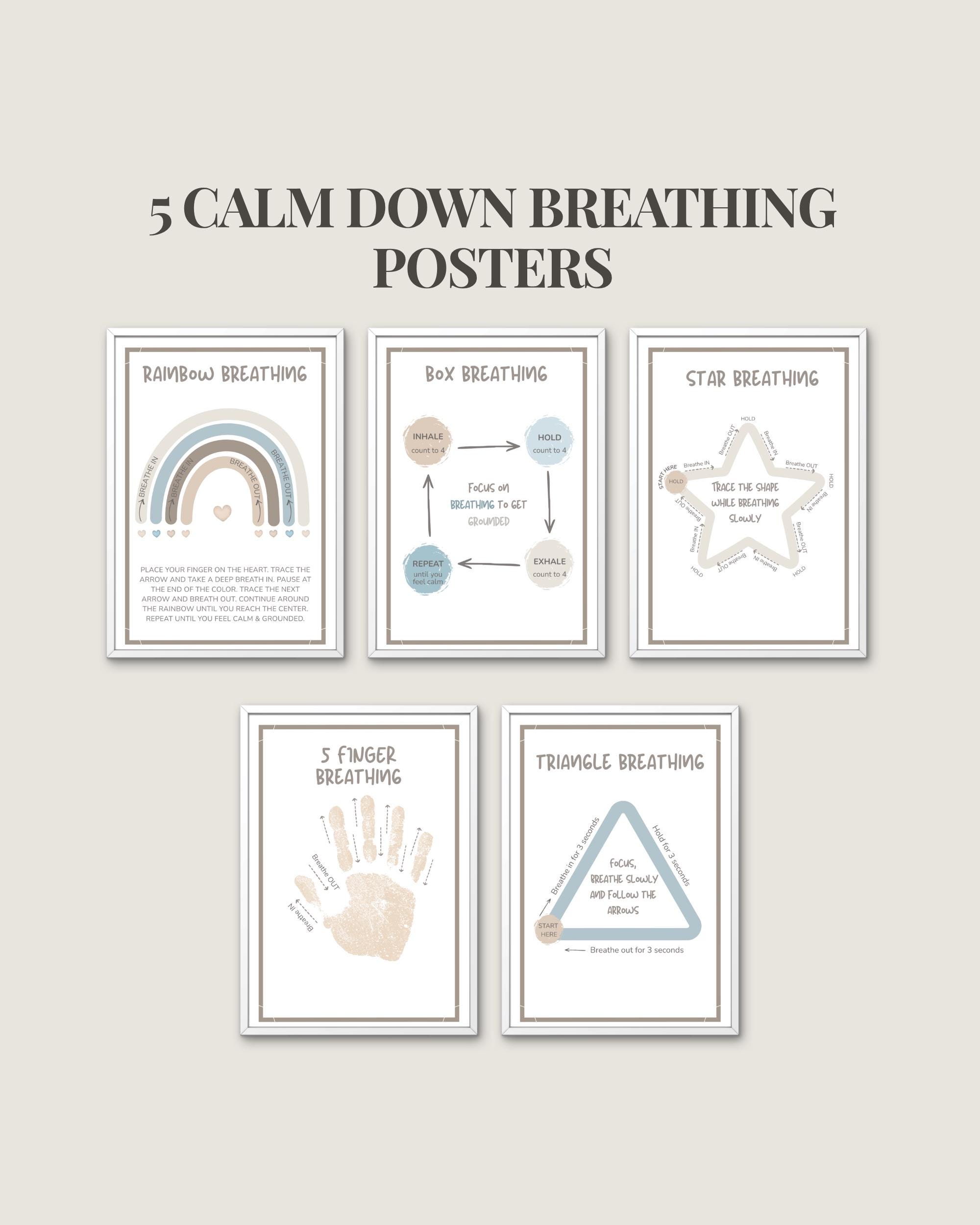 Kids Breathing Exercises Posters, Calm Down Printable Tools, Emotional ...