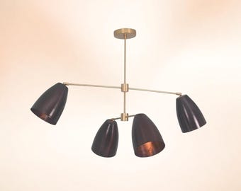 Moderner Messing Sputnik Kronleuchter: Handgefertigter italienischer Messing Sputnik Kronleuchter