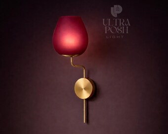 Lámpara de pared estilo italiano Stilnovo Modern Italian Glass de los años 50, de color marrón Roly-Poly, de Sputnik Glass, aplique de pared antiguo de latón de mediados de siglo.