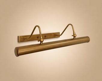 Italian Raw Brass Picture Light The Art Display Adjustable Italian Mid-Century Handmade Brass Wall Sconce For Display and Decor