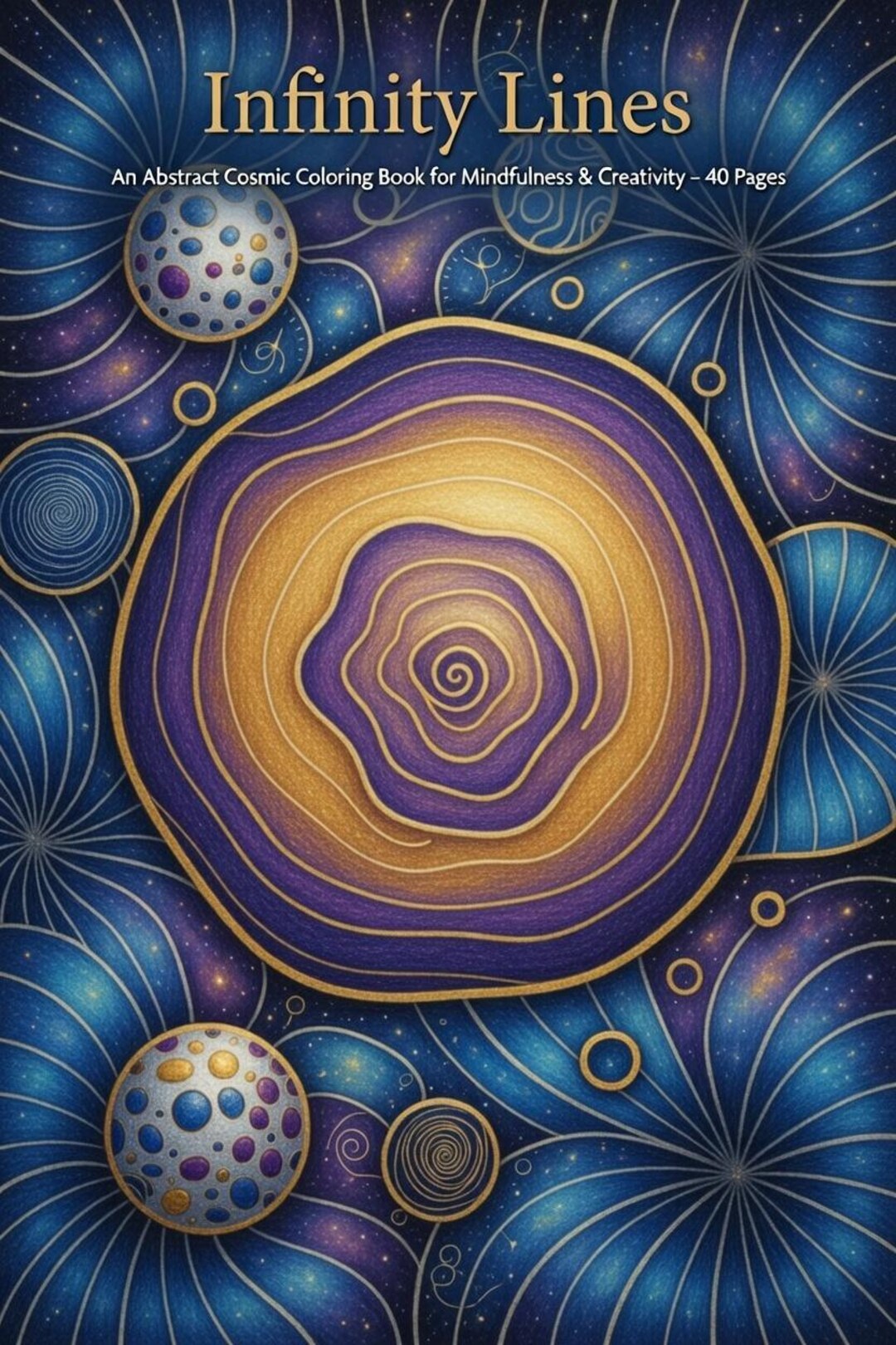Infinity Lines Abstract Cosmic Coloring Book – 40 Pages Mindfulness Zen ...