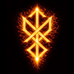 Bindrune Wall Art Gold Black – Viking Rune Symbol Norse Mythology Poster, Nordic Protection Sign Spiritual Geschenk Digital Download