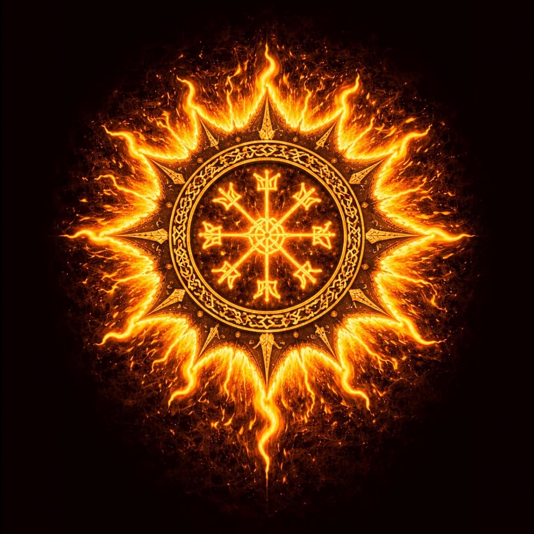 Sol Ruce Viking Sun Symbol Wall Art Gold Black – Norse Sol Rune Mandala Poster ...