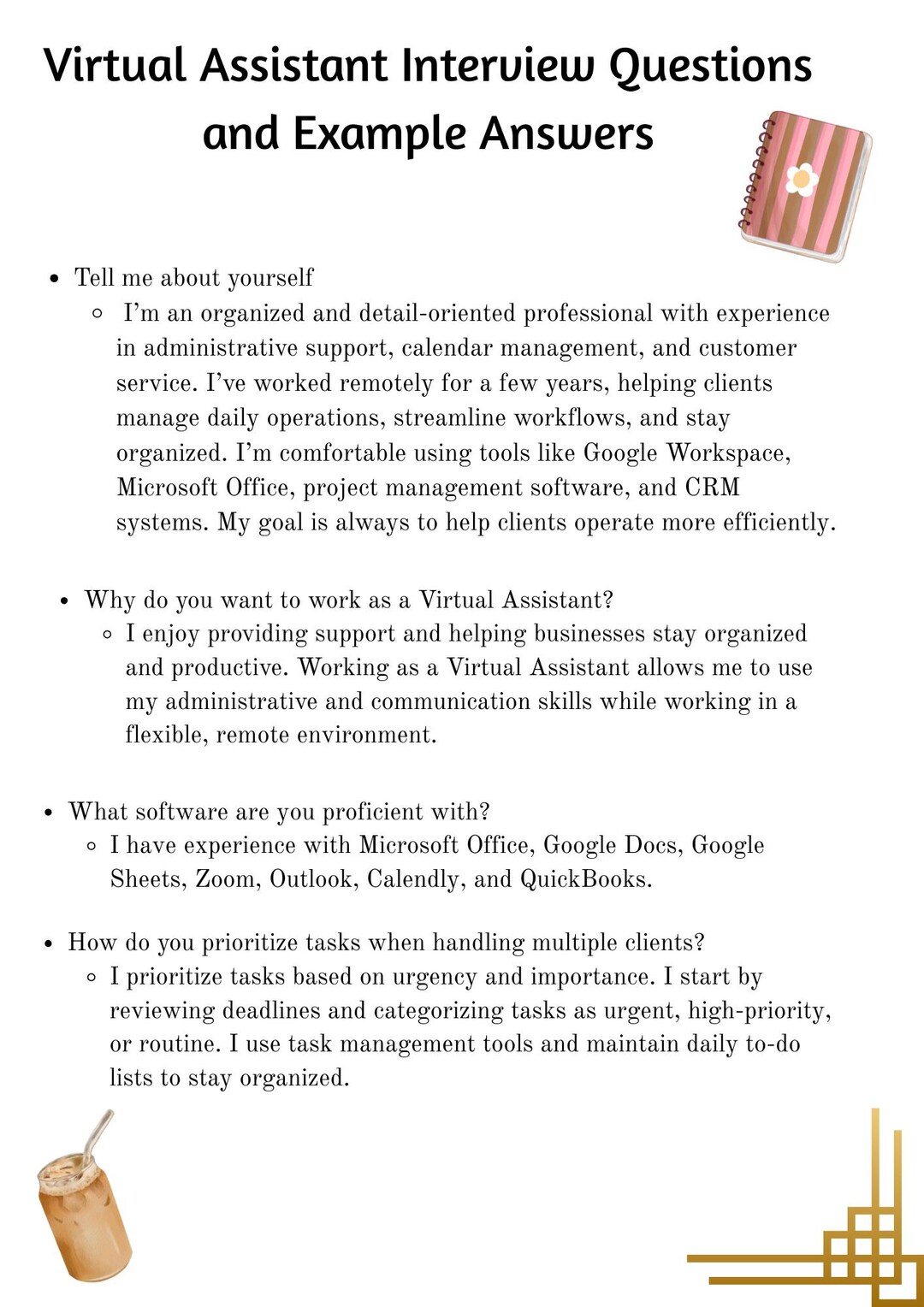 Virtual Assistant Interview Virtual Assistant Interview Questions & Answers | VA Interview Template ...