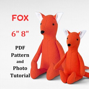 Mini Fox Sewing Pattern PDF, 6" & 8" Plush Fox DIY Tutorial, Woodland Animal Stuffed Toy Instant Download